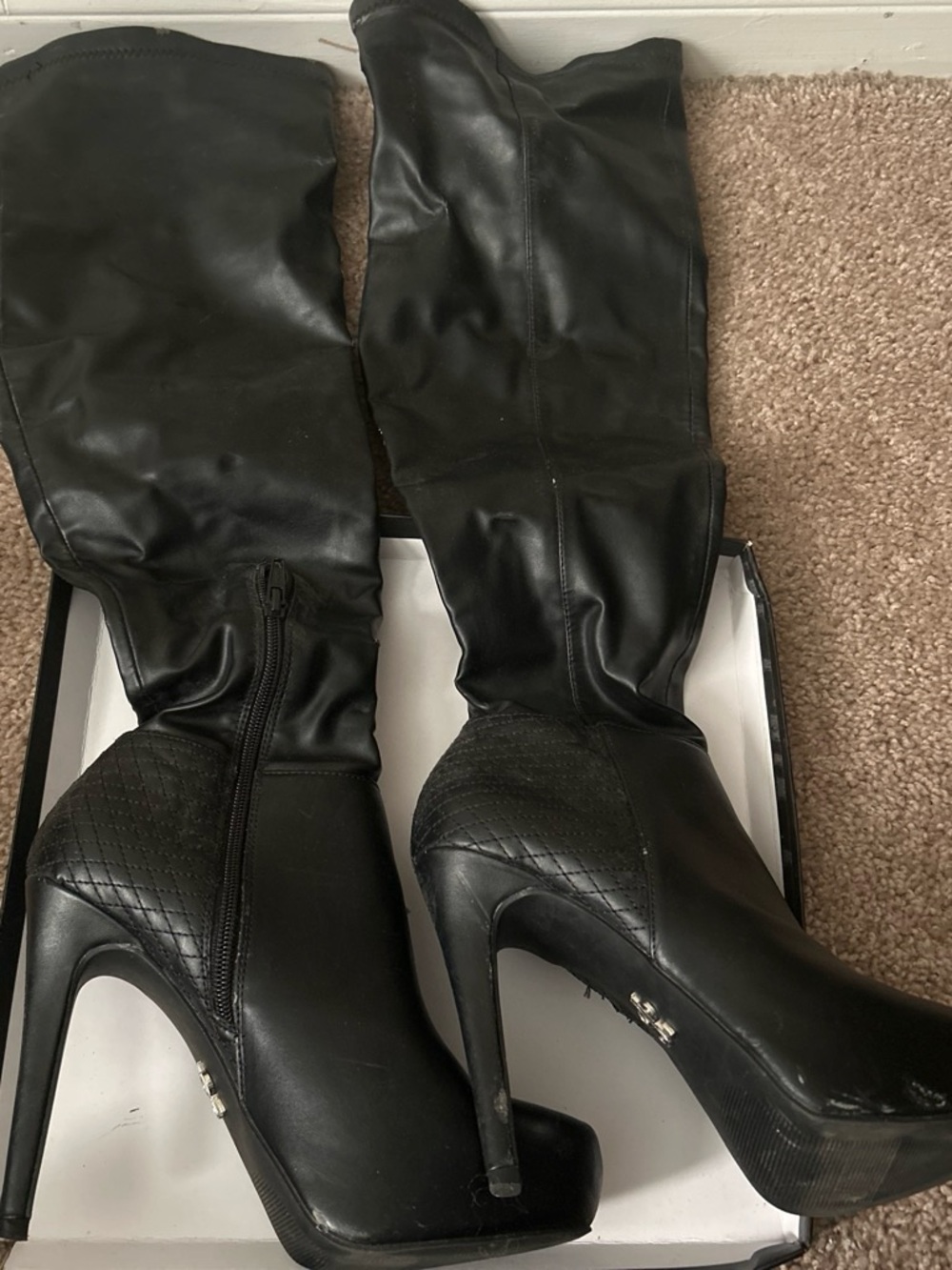 Jennifer Lopez Black Over-the-Knee Stiletto Boots